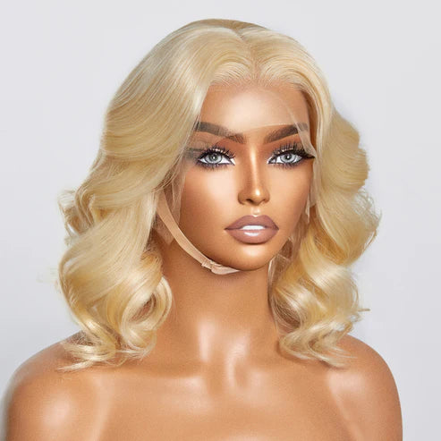 613 13x4 Pre-Plucked Lace Front Body Wave Bob Wig 150% Density